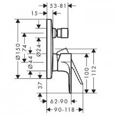 Hansgrohe Rebris E Смеситель для ванны, встраиваемый, цвет: черный матовый