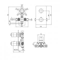 Bossini Nobu Наружная часть для универсального термостатического смесителя Nobu на 1-5 выходов.,цвет Mat brushed S.S.