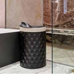 ADJ Круглая корзина для белья Bottega, D40xH57 см., цвет: черный/серый