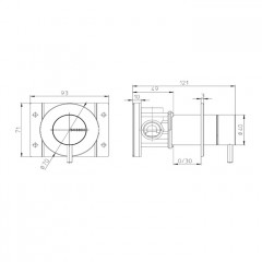 Bossini Nobu Наружная часть монорычажного встраиваемого настенного смесителя, Mat brushed S.S.