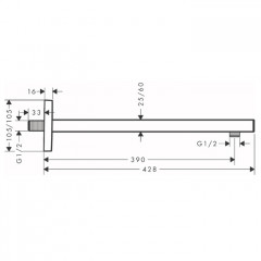 Hansgrohe Square Держатель верхнего душа 38.9см., настенный, цвет: полированное золото