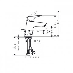 Hansgrohe Logis Смеситель для раковины 70, однорычажный, со сливным гарнитуром, цвет: матовый черный