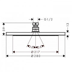 Hansgrohe Croma Верхний душ 28см., потолочный/настенный, 1jet, EcoSmart, цвет: черный матовый