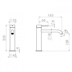 Bossini Nobu Смеситель ColdStart для раковины средний, без донного клапана, c гибкой подводкой из нерж.стали, Mat brushed S.S.