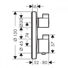 Hansgrohe Ecostat S Смеситель для душа, настенный, термостатический, цвет: белый матовый