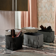 ADJ Корзинка Mini Bottega, 19x19xH13 см., цвет: серый/черный