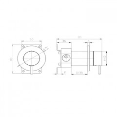 Bossini Nobu Наружная часть переключателя на 2 выхода , цвет Mat brushed S.S.