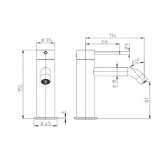 Bossini Nobu Смеситель ColdStart для раковины Nobu-R стандартный, без донного клапана, c гибкой подводкой из нерж.стали, Mat brushed S.S.