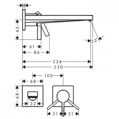 Hansgrohe Tecturis E Смеситель для раковины, настенный, цвет: черный матовый