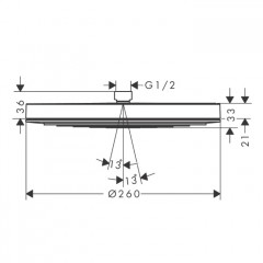 Hansgrohe Pulsify S Верхний душ 26см., потолочный/настенный, 1jet, цвет: хром
