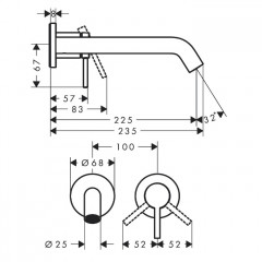 Hansgrohe Tecturis S Смеситель для раковины, настенный, цвет: хром