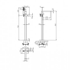 BOSSINI GILLO Внешняя панель для ванной комнаты с колонной, настил пола GILLO, лейка Flat-one, шланг из латуни 125 см.., цвет хром