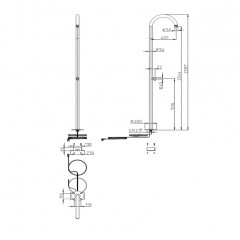 BOSSINI Mont Blanc Душевая колонна из стали INOX, верхний душ 54см с подкл. в пол с встроенной частью, с режимом отоплением от -20гр, цвет хром
