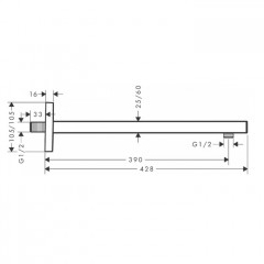 Hansgrohe Square Держатель верхнего душа 38.9см., настенный, цвет: хром