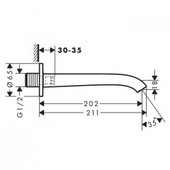 Hansgrohe Vivenis Излив для ванны, настенный, цвет: хром