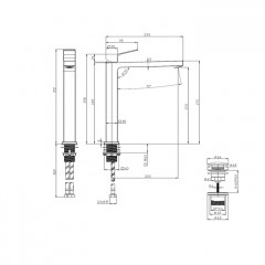 BOSSINI Aki Line Смеситель для раковины AKI-T высокий с донным клапаном 1/4 и гибкая подводка из нерж. стали 3/8., цвет хром