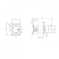 Bossini Nobu Внешняя часть настенного термостатического смесителя.,цвет Mat brushed S.S.