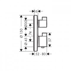Hansgrohe Ecostat S Термостат с запорным/переключающим вентилем Ecostat S, СМ, цвет: черный хром
