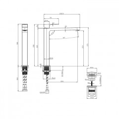 BOSSINI GILLO Смеситель для раковины GILLO-T высокий с донным клапаном 1/4 и гибкая подводка из нерж. стали, цвет хром