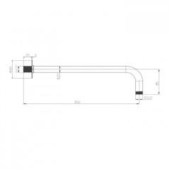 Bossini Nobu Держатель для душа из нерж.стали на 90° 21 х 350 мм 1/2MM c фланцем...,цвет Mat brushed S.S.