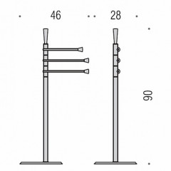Colombo Isole Piantane Напольная стойка 90см, с 3 держателями для полотенец, цвет: хром