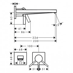 Hansgrohe Tecturis E Смеситель для раковины, встраиваемый, излив: 23см., цвет: бронза матовая