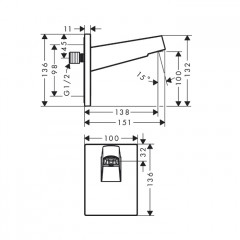 Hansgrohe Pulsify Держатель верхнего душа 26см., настенный, цвет: черный матовый