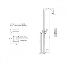 Bossini Nobu Душевая колонна NOBU для наружной установки, из стали с .2 прогрес. смесителя - Душ 54 мм , ручной душ с держ.- цвет Mat brushed S.S.