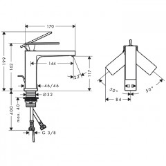Hansgrohe Tecturis E Смеситель для раковины, на 1 отв., с донным клапаном, цвет: хром