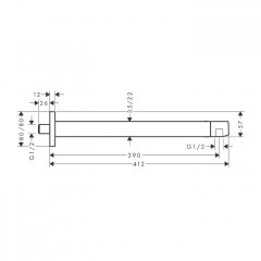 Hansgrohe Pulsify E Держатель верхнего душа 39см., настенный, цвет: черный матовый