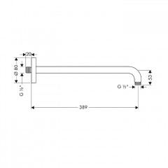 Hansgrohe Держатель верхнего душа 38.9см., настенный, цвет: белый матовый
