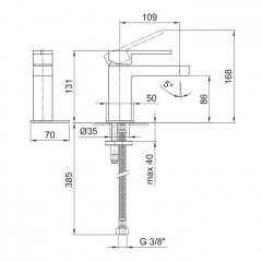 Fantini AR/38 Смеситель для раковины, 1 отв., без донного клапана, излив 110мм, цвет: хром