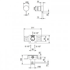 Fantini AF/21 Встраиваемый смеситель для душа (наружняя часть), на 1 источник. цвет: Matt British Gold PVD