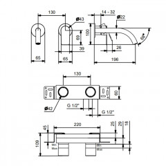 Fantini MYO Смесители из стены для раковины наружная часть, цвет: хром