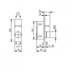 Fantini AK/25 Смеситель для душа, встраиваемый, на 2 источника, (наружняя часть), цвет: Matt Gun Metal PVD