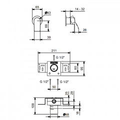 Fantini MYO Встраиваемый Смесители для душа наружная часть, на 1 источник, цвет: черный матовый