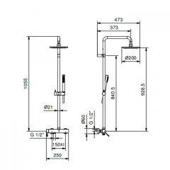 Fantini NOSTRO Душевая система: верхний душ 20см., ручной душ, смеситель, цвет: , цвет: хром