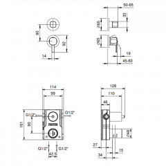 Fantini Lame Смеситель для душа, встраиваемый, на 2 источника, (наружняя часть), цвет: черный матовый