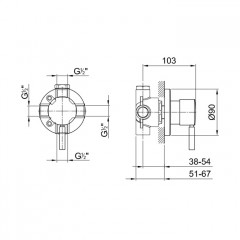 Fantini Nostromo Переключатель на 2 источника, 1/2'', цвет: хром