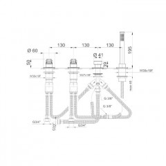 Fantini AL/23 Смеситель на борт ванны, 4 отв., без излива, цвет: хром