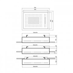 Fantini Acquafit Верхний душ 35х35см потолочный, 50х35см, 2 потока, встр.часть в компл., хром
