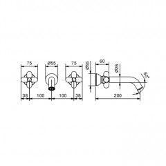 Fantini I Balocchi Смеситель для раковины, встраиваемый, на 3 отв,, излив 200мм (наружняя часть), цвет: белый матовый