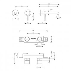 FANTINI Torino Смеситель из стены для раковины-Наружная часть, излив 20 см, без донного клапана, хром