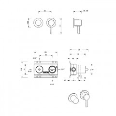 FANTINI Внутренняя часть смесителя для душа, переключатель на 2 источника, 1/2" (со склада продаем только со смесителем!)