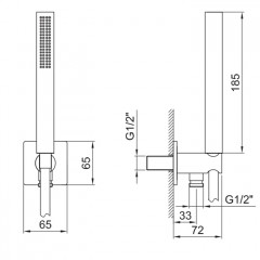 FANTINI MINT Душевой комплект с ручным душем, держателем с подводом воды и шлангом 1500 мм., цвет хром