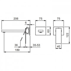 Fantini Mint Смеситель для раковины,встраиваемый, на 2 отв, без донного клапана, излив 190мм (наружняя часть), цвет: нержавеющая сталь