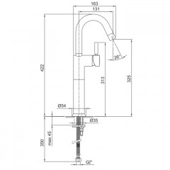 Fantini Cafe Смеситель для раковины, 1 отв., без донного клапана, излив 130мм, цвет: хром