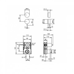 FANTINI AF/21 Встраиваемый смеситель для душа на 2 потока, цвет матовая натуральная сталь (без внутренней части)