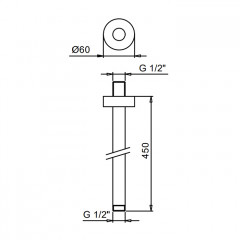 FANTINI Держатель верхнего душа 450 мм., потолочный монтаж, цвет хром