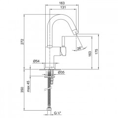 Fantini Cafe Смеситель для раковины, 1 отв., без донного клапана, излив 130мм, цвет: хром